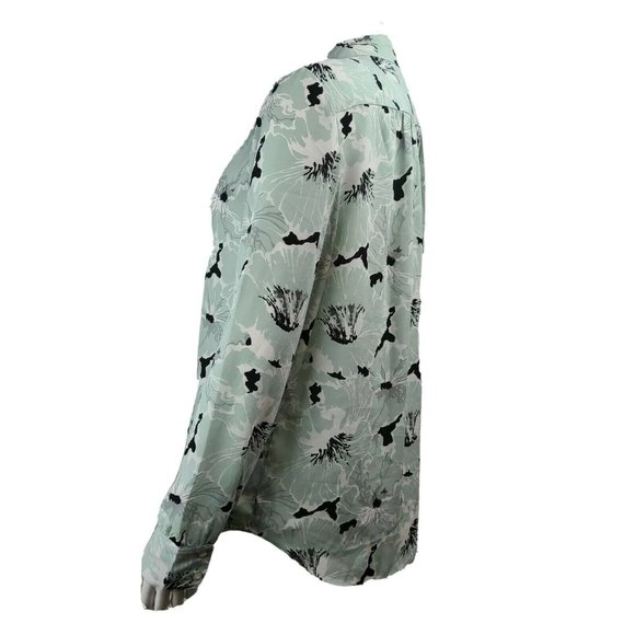 ANN TAYLOR Factory Green Black Floral Size M - Picture 2 of 6